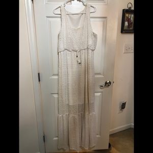White crochet style maxi dress